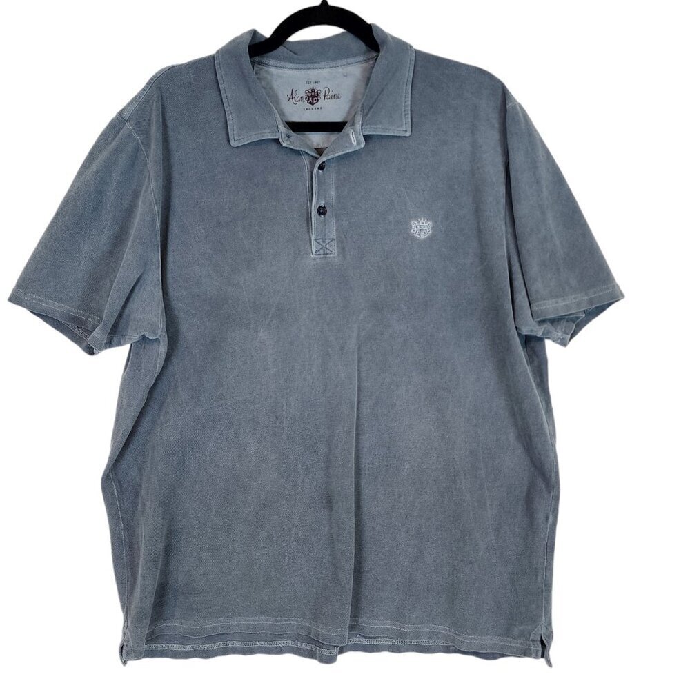 Alan Paine Men's Weymouth Garment Stone Dyed Cotton Pique Polo Shirt sz XL‎